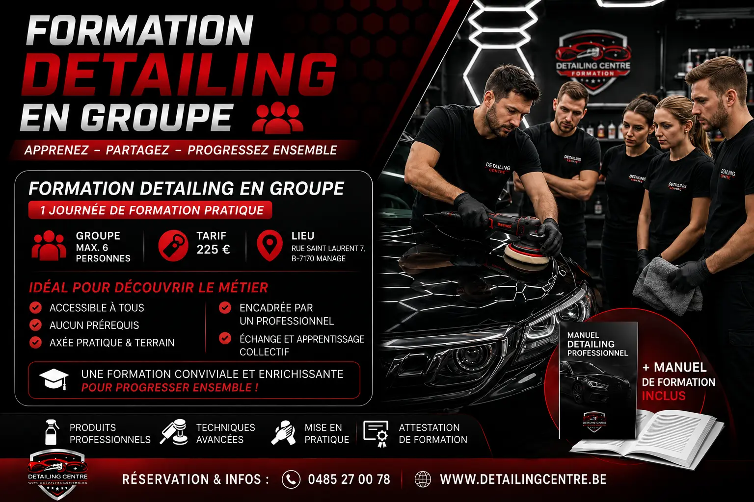 Formation detailing automobile en groupe à Manage